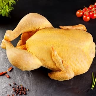 Pollo certificado entero limpio listo para asar criado con alimentación vegetal pieza 1,7 kg peso aproximado -