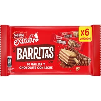 Barritas de galleta y chocolate con leche 6 unidades envase 108 g -