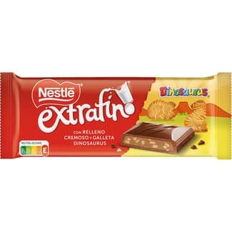 Dinosaurus chocolate con leche con relleno cremoso y trocitos de galleta tableta 84 g -