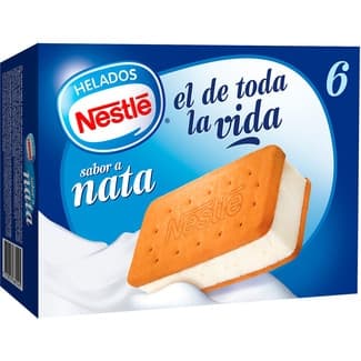 Sándwich de galleta con helado de nata 6 unidades estuche 600 ml -