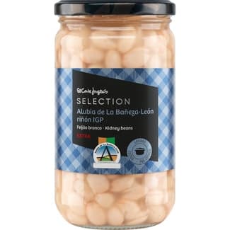 Alubia blanca IGP de la Bañeza-León riñón extra cocida al natural frasco 400 g neto escurrido -