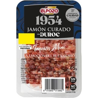 Edición 1954 jamón curado raza Duroc en taquitos mini sin gluten sin lactosa envase 65 g -
