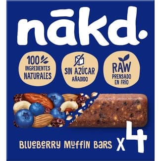 Blueberry Muffin barritas de frutos secos y arándanos sin azúcar añadido 4 unidades estuche 140 g -