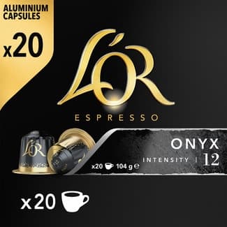 Café intensidad 12 Onyx estuche 20 cápsulas compatibles con máquinas Nespresso -