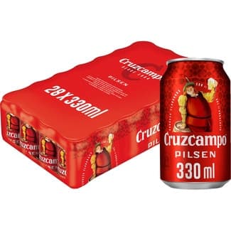 Cerveza rubia tipo Pilsen pack 28 latas 33 cl -