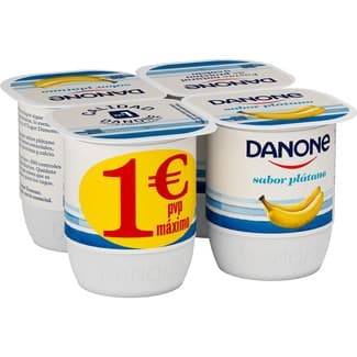 Yogur sabor plátano sin gluten pack 4 unidades 120 g -