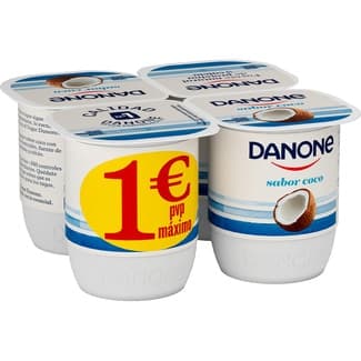Yogur sabor coco sin gluten pack 4 unidades 120 g -