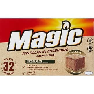 Enciende fuegos de madera natural Eco sin olor envase 32 unidades para barbacoas, chimeneas y estufas -