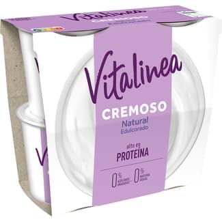 Yogur natural edulcorado cremoso desnatado 0% m.g. 0% azúcares añadidos pack 4 unidades 120 g -