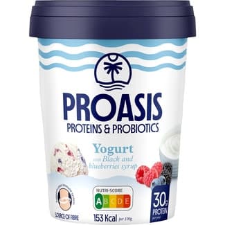 Helado proteico y con probióticos de yogur con sirope de arándanos negros tarrina 500 ml -