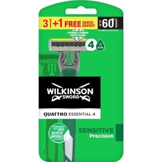Quattro Essential 4 maquinilla de afeitar desechable Sensitive Precision blister 3 unidades + 1 unidad gratis -