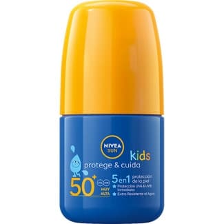 Protege & Cuida Kids loción solar roll-on 5 en 1 SPF-50+ envase 50 ml resistente al agua -