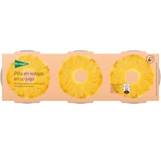 Piña en su jugo en rodajas pack 3 latas 139 g neto escurrido -