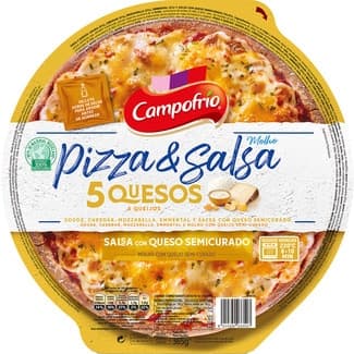Pizza 5 quesos gouda, cheddar, mozzarella y emmental con salsa de queso semicurado envase 365 g -