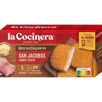 Recetas Crujientes San Jacobos jamón y queso empanado 5 unidades estuche 388 g -