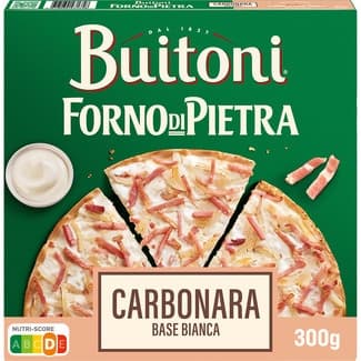 Pizza carbonara con bacon cebolla y crema de leche estuche 300 g -