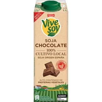Bebida de soja sabor chocolate alto contenido en proteínas vegetales brik 1 l sin azúcar añadido -