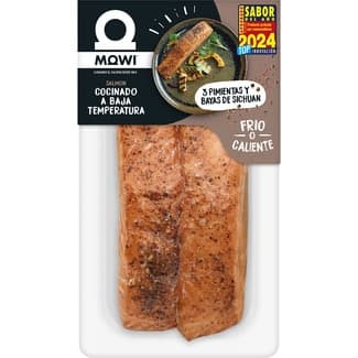 Salmón cocinado a baja temperatura a las 3 pimientas y bayas de sichuan bandeja 220 g -