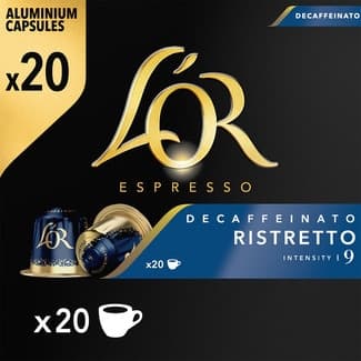 Café descafeinado Ristretto intensidad 9 estuche 20 cápsulas compatibles con máquinas Nespresso -