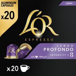 Café Lungo Profondo intensidad 8 estuche 20 cápsulas compatibles con máquinas Nespresso -