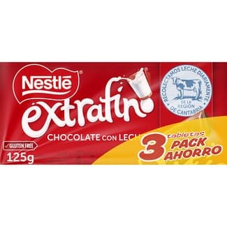 Chocolate con leche extrafino sin gluten pack 3 tabletas 125 g -