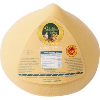 Queso gallego de vaca elaborado con leche pasteurizada DOP Queso Tetilla peso aproximado pieza 1 kg -