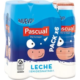Leche semidesnatada pack 6 botellas 188 ml -