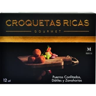 Gourmet croquetas de puerro confitado, dátiles y zanahoria bandeja 300 g -