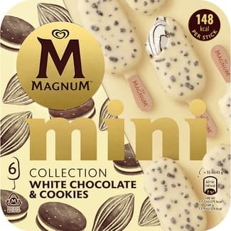 Mini helado de chocolate blanco y cookies 6 unidades estuche 330 ml -