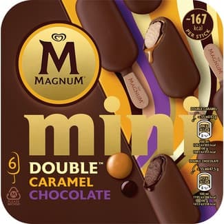 Mini Double helado doble chocolate y salsa chocolate y caramelo sin gluten 6 unidades estuche 330 ml -