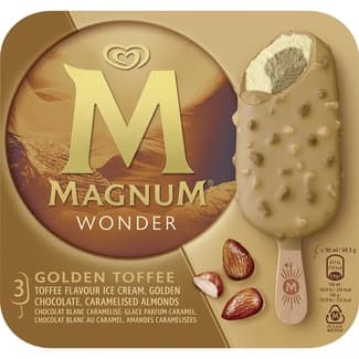 Wonder helado de nata con dátil y almendras caramelizadas 3 unidades estuche 270 ml -