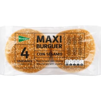 Pan de hamburguesas maxi con sésamo 4 unidades bolsa 300 g -
