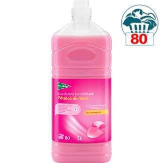 Suavizante concentrado Pétalos de flores Rosa Mosqueta 80 dosis botella 2 l con microcápsulas de fragancia -