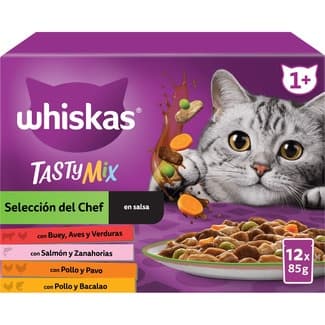 Tasty Mix comida húmeda en salsa para gatos selección del chef caja 12 sobres 85 g -