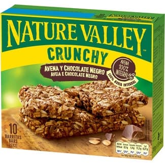 Crunchy barritas de avena 100% integral con chocolate negro 5x2 unidades estuche 210 g -