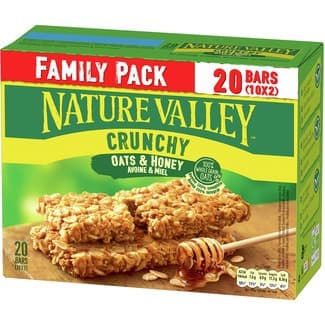 Barritas de avena y miel pack familiar 20 unidades en paquetes individuales de 2 estuche 420 g -