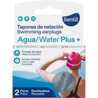 Tapones de natación reutilizables Agua/Water Plus+ caja 2 unidades -