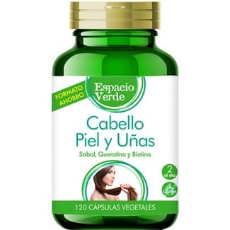 Cabello, piel y uñas con sabal, queratina y biotina sin gluten bote 120 cápsulas vegetales -