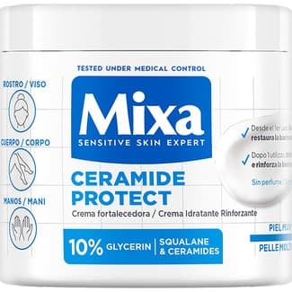 Crema corporal fortalecedora Ceramide Protect con glicerina, escualano y ceramida tarro 400 ml para piel muy seca -