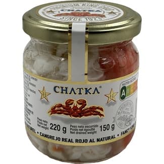 Cangrejo real rojo al natural 50% patas tarro 150 g neto escurrido -