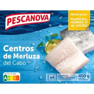 Centros de merluza 4 unidades estuche 400 g neto escurrido -