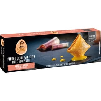 Pintxo de huevo frito con patatas y bacon sin gluten bandeja 6 unidades -