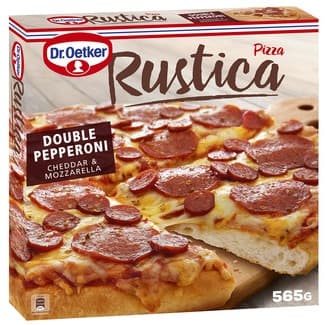 Rústica pizza doble pepperoni queso cheddar y mozzarella estuche 565 g -