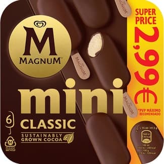 Mini Classic helado de vainilla con chocolate con leche sin gluten 6 unidades 330 ml -