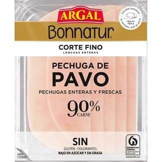 Bonnatur Corte Fino pechuga de pavo en lonchas enteras bajo en azúcar envase 115 g sin gluten sin lactosa -