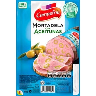Mortadela con aceitunas en lonchas especial bocadillo sin gluten envase 95 g -