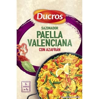 Sazonador paella valenciana con azafrán, pimentón y laurel 3 sobres caja 9 g -