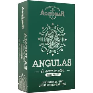 Angulas en aceite de oliva toque picante lata 55 g neto escurrido -