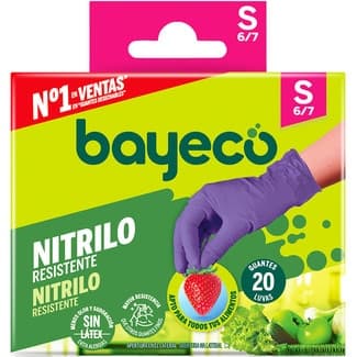 Guante morado nitrilo resistente talla S caja 20 unidades -