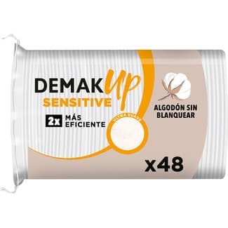 Discos desmaquillantes ovalados Sensitive Algodón sin blanquear con fibras ultra suaves bolsa 48 unidades para pieles sensibles -